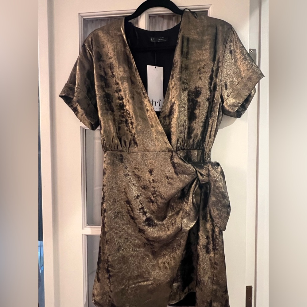 Zara Gold Shimmer Mini Dress (New)